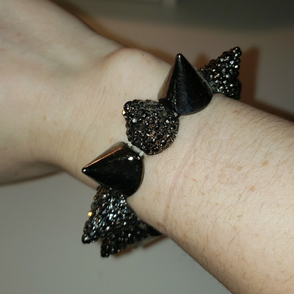 Gunmetal spiked stoned bracelet